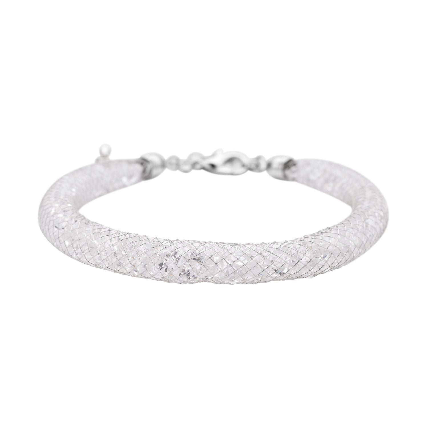 Weißes Kristall Armband, ca. 18 cm, reines Messing