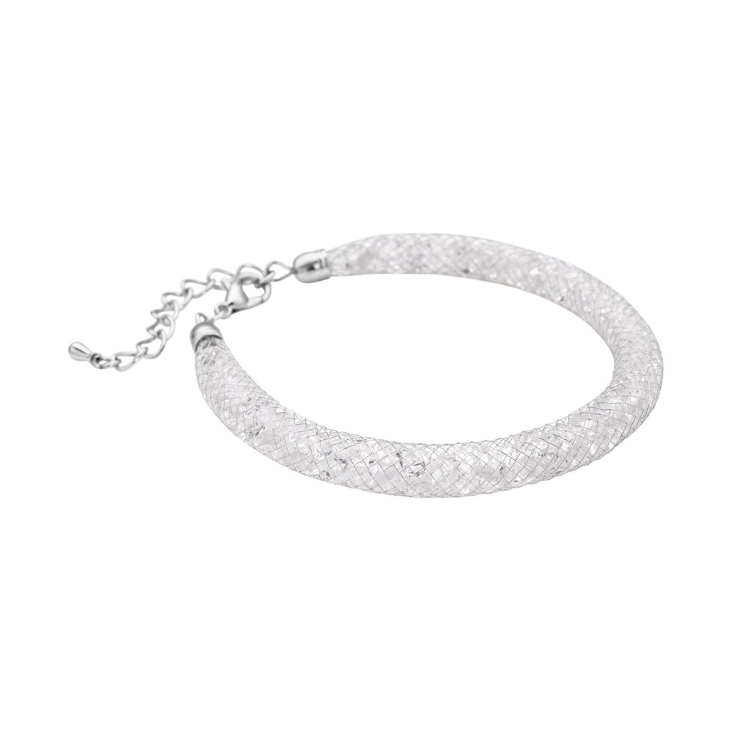 Weißes Kristall Armband, ca. 18 cm, reines Messing