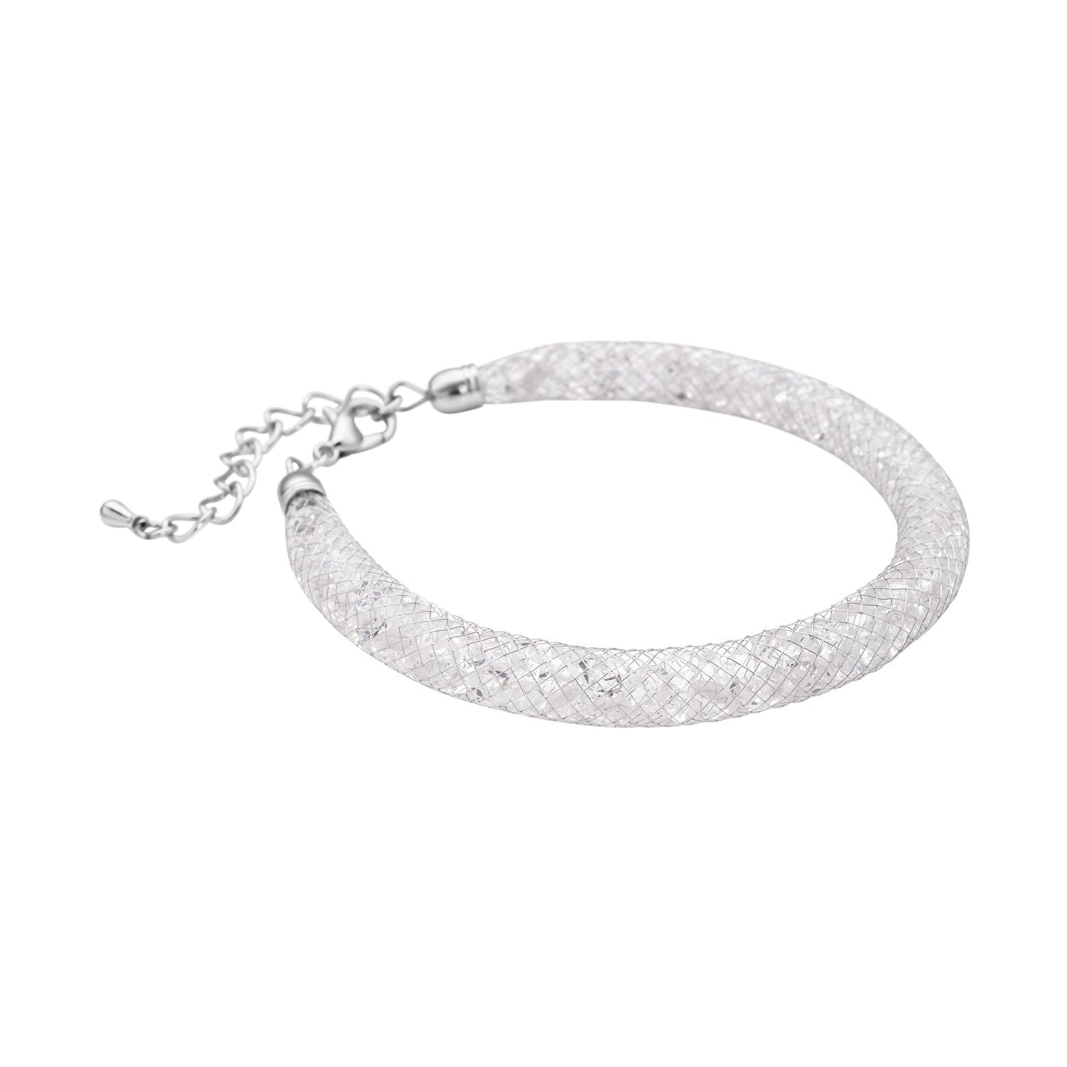 Weißes Kristall Armband, ca. 18 cm, reines Messing