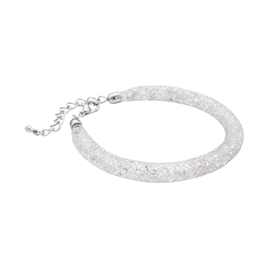 Weißes Kristall Armband, ca. 18 cm, reines Messing