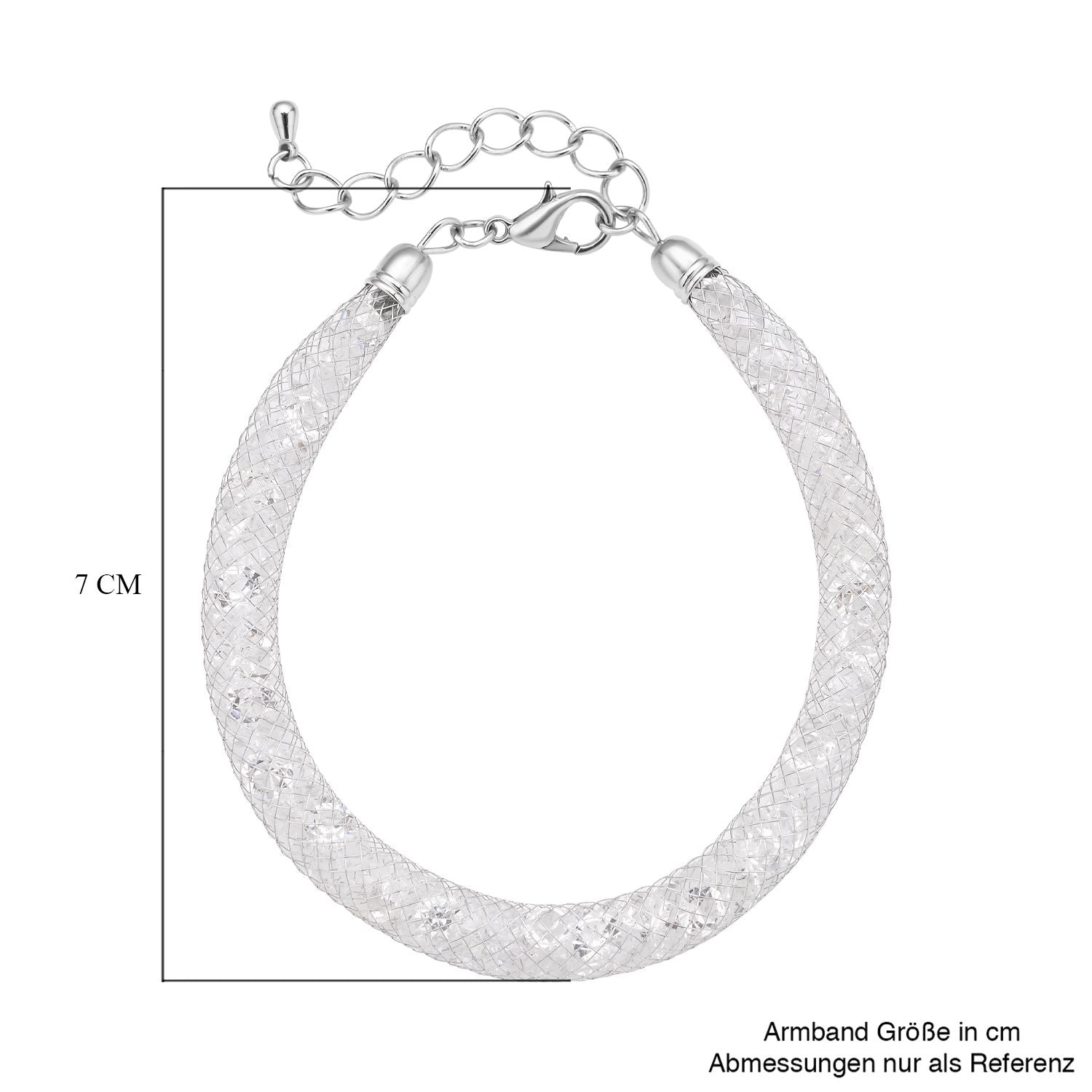 Weißes Kristall Armband, ca. 18 cm, reines Messing
