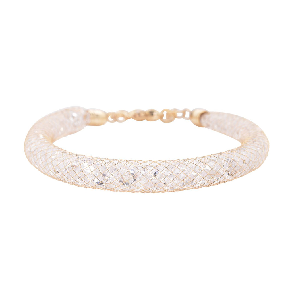 Weißes Kristall Armband, ca. 18 cm, Messing