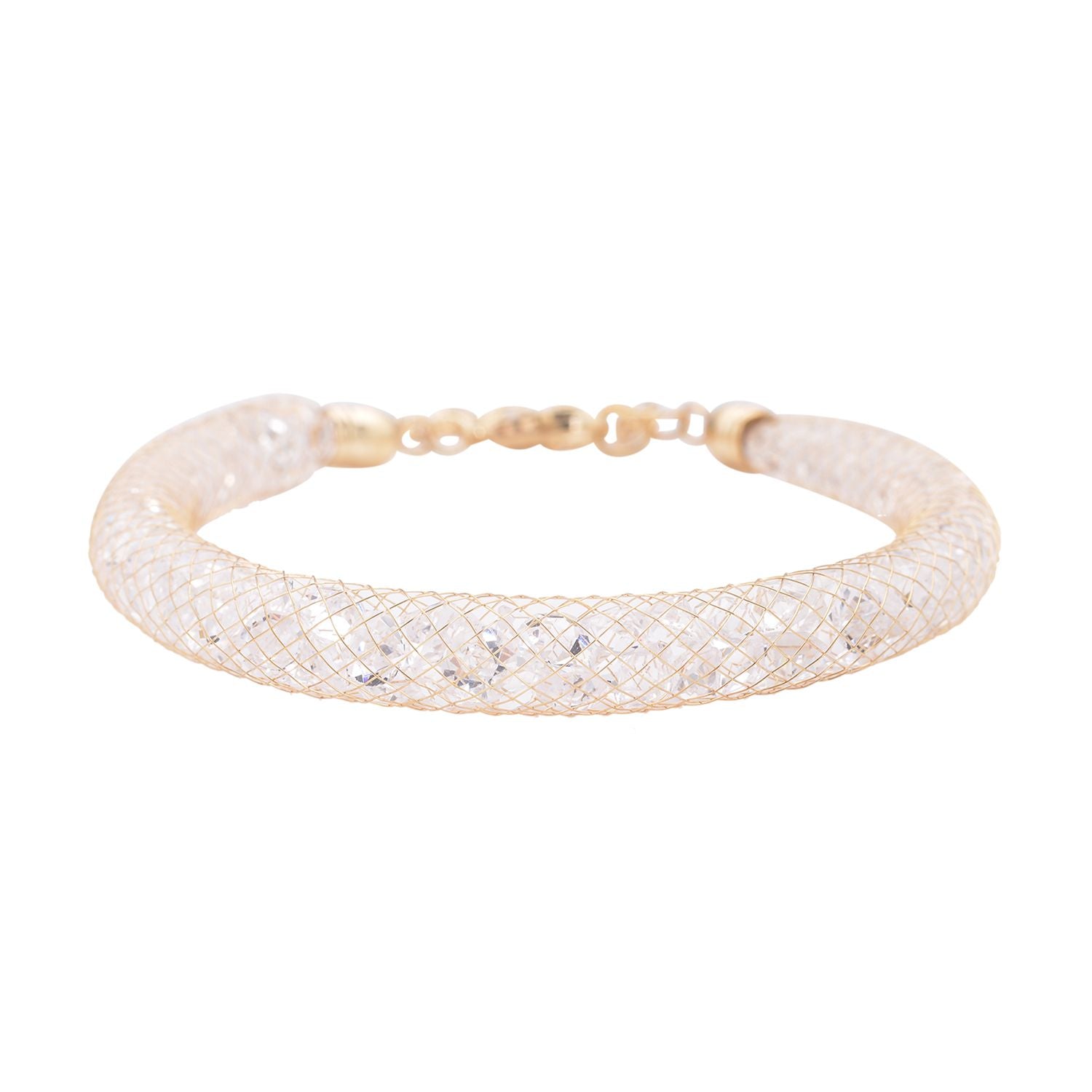 Weißes Kristall Armband, ca. 18 cm, Messing