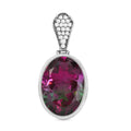Wassermelonen-Quarz-Triplette, Weißer Zirkon Anhänger 925 Silber platiniert ca. 13.73 ct