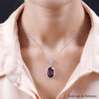 Wassermelonen-Quarz-Triplette, Weißer Zirkon Anhänger 925 Silber platiniert ca. 13.73 ct