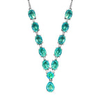 Pfau Triplette Quarz Collier, ca. 45 cm, 925 Silber platiniert ca. 17.08 ct