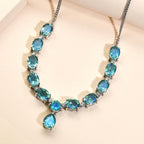 Pfau Triplette Quarz Collier, ca. 45 cm, 925 Silber platiniert ca. 17.08 ct