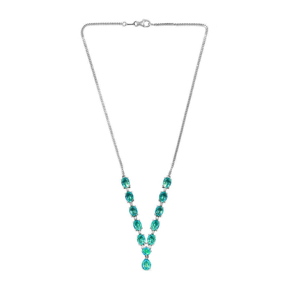 Pfau Triplette Quarz Collier, ca. 45 cm, 925 Silber platiniert ca. 17.08 ct
