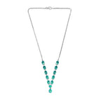 Pfau Triplette Quarz Collier, ca. 45 cm, 925 Silber platiniert ca. 17.08 ct