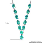 Pfau Triplette Quarz Collier, ca. 45 cm, 925 Silber platiniert ca. 17.08 ct