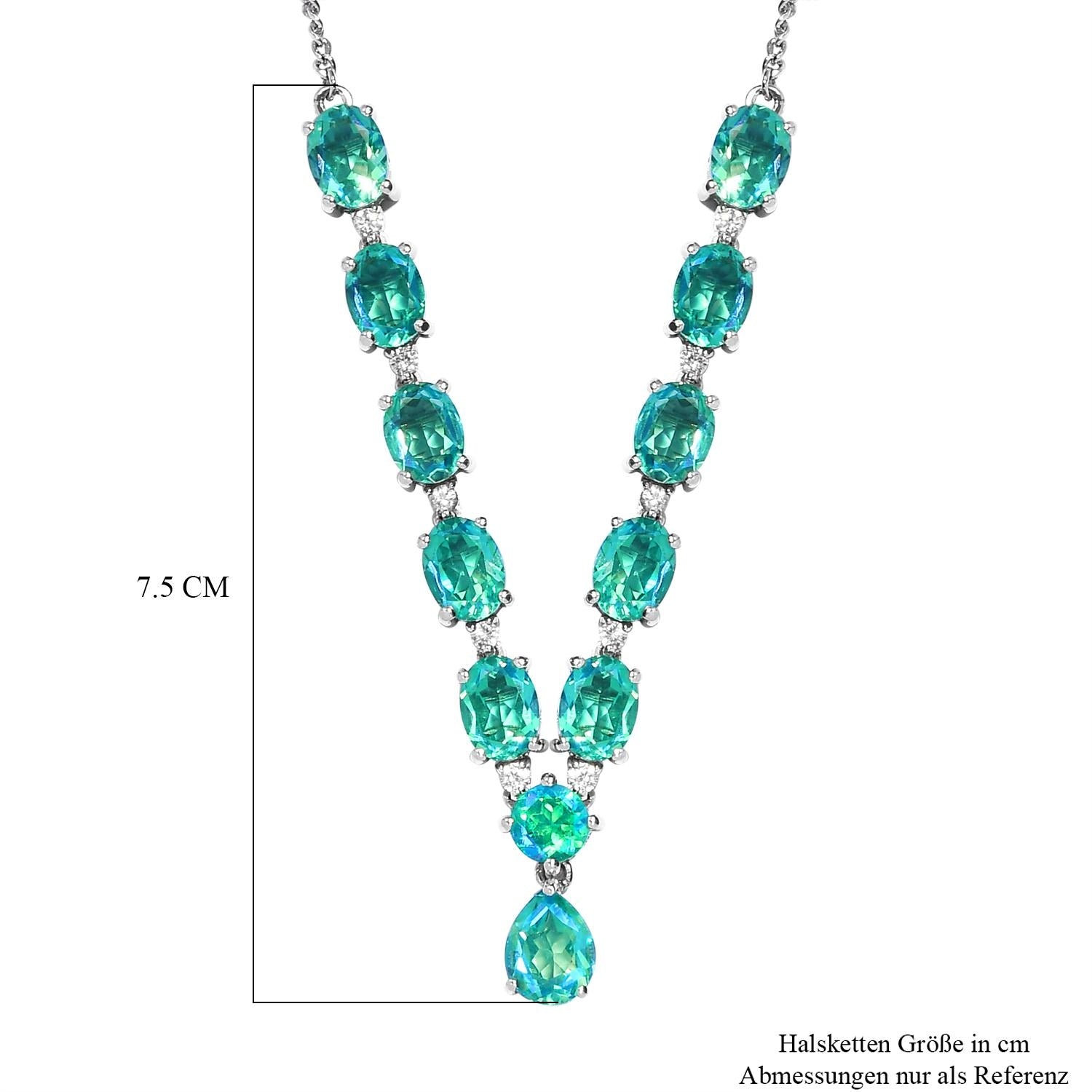 Pfau Triplette Quarz Collier, ca. 45 cm, 925 Silber platiniert ca. 17.08 ct