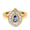 Tansanit und weißer Zirkon-Ring, 925 Silber vergoldet (Größe 16.00) ca. 1,04 ct