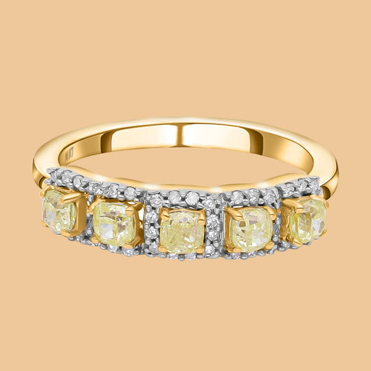 Natürlicher gelber und weißer Diamant-Ring, P1 SGL zertifiziert, 585 Gelbgold (Größe 17.00) ca. 1.00 ct