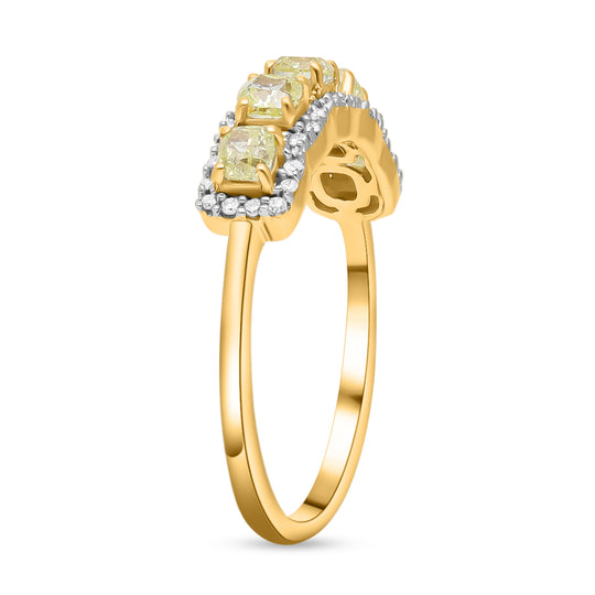 Natürlicher gelber und weißer Diamant-Ring, P1 SGL zertifiziert, 585 Gelbgold (Größe 17.00) ca. 1.00 ct