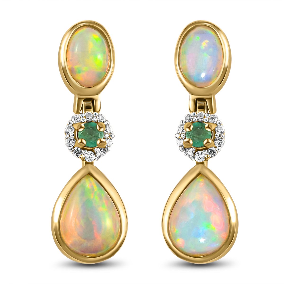 Natürliche, äthiopische Welo Opal-Ohrringe, 925 Silber vergoldet 2,49 Carat ca. 2,50 ct