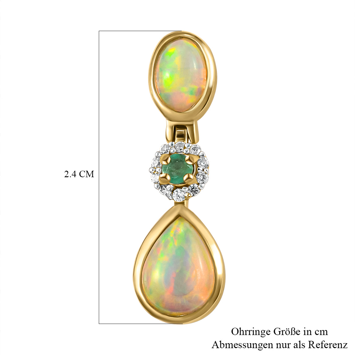 Natürliche, äthiopische Welo Opal-Ohrringe, 925 Silber vergoldet 2,49 Carat ca. 2,50 ct