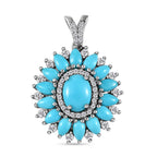 Amerikanische, natürliche Sleeping Beauty Türkis Anhänger, 925 Silber platiniert ca. 5.77 ct