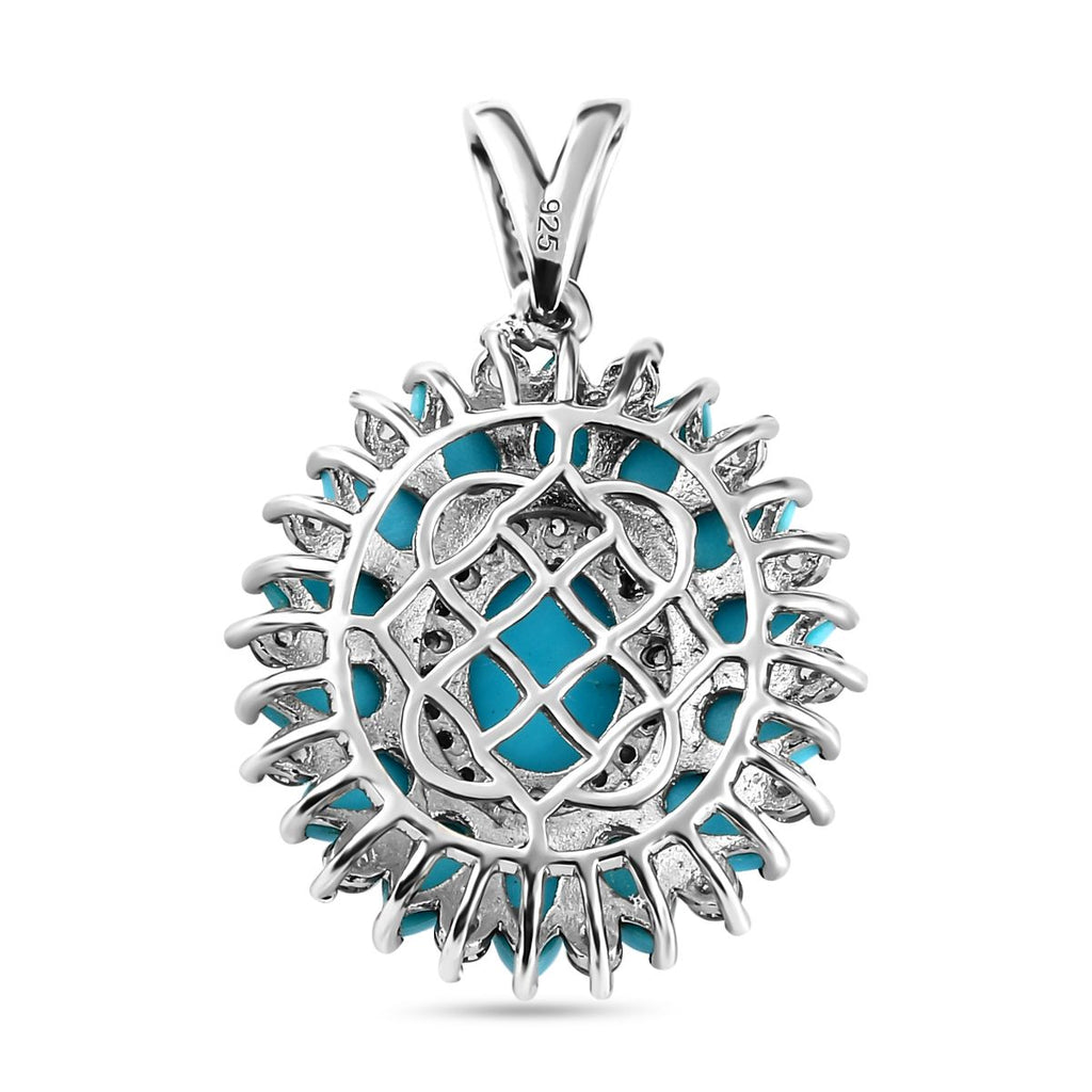Amerikanische, natürliche Sleeping Beauty Türkis Anhänger, 925 Silber platiniert ca. 5.77 ct