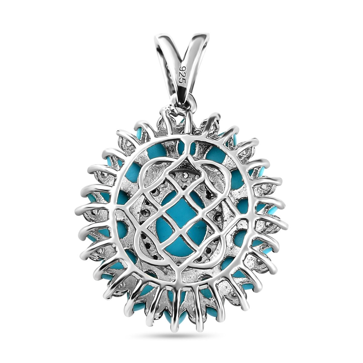 Amerikanische, natürliche Sleeping Beauty Türkis Anhänger, 925 Silber platiniert ca. 5.77 ct
