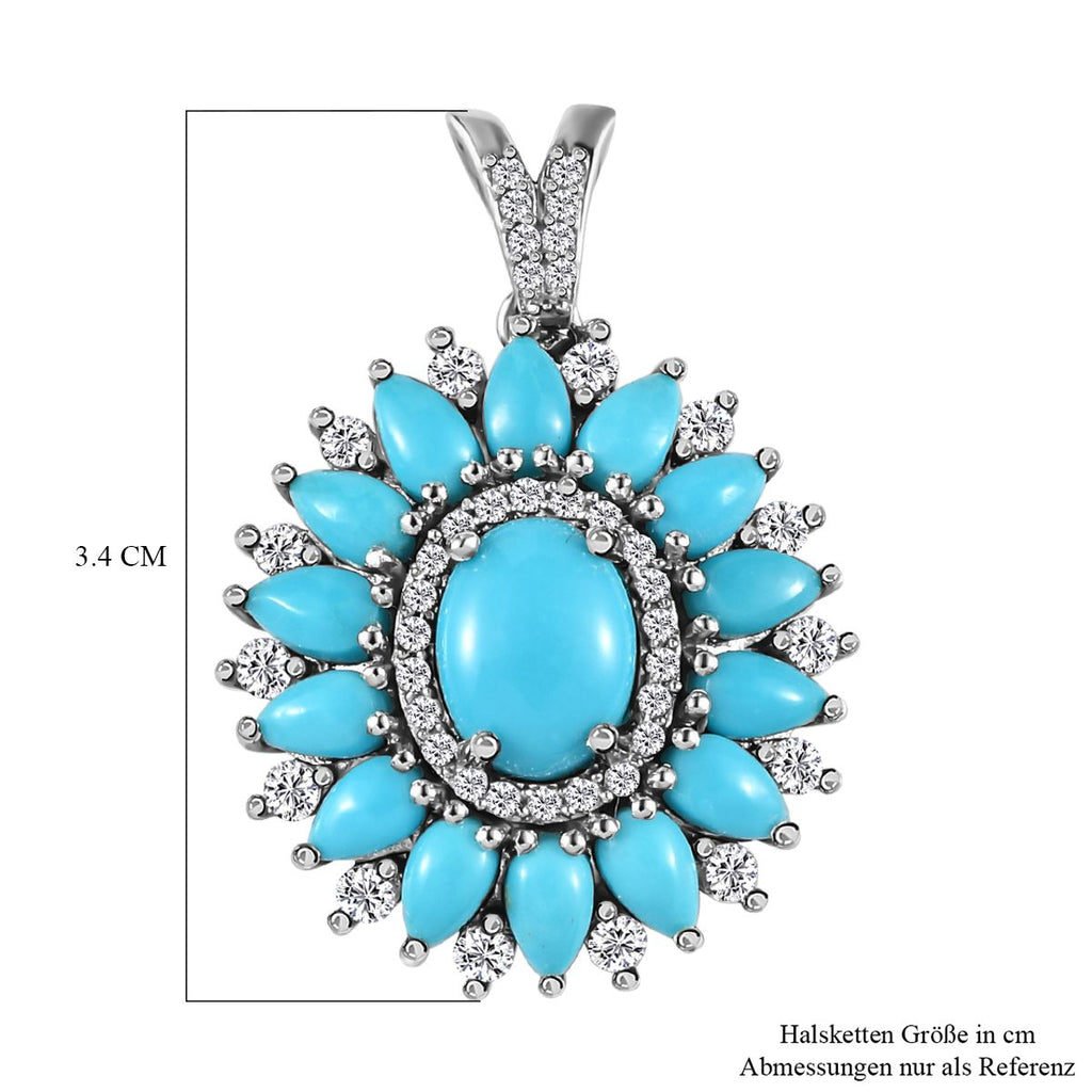 Amerikanische, natürliche Sleeping Beauty Türkis Anhänger, 925 Silber platiniert ca. 5.77 ct