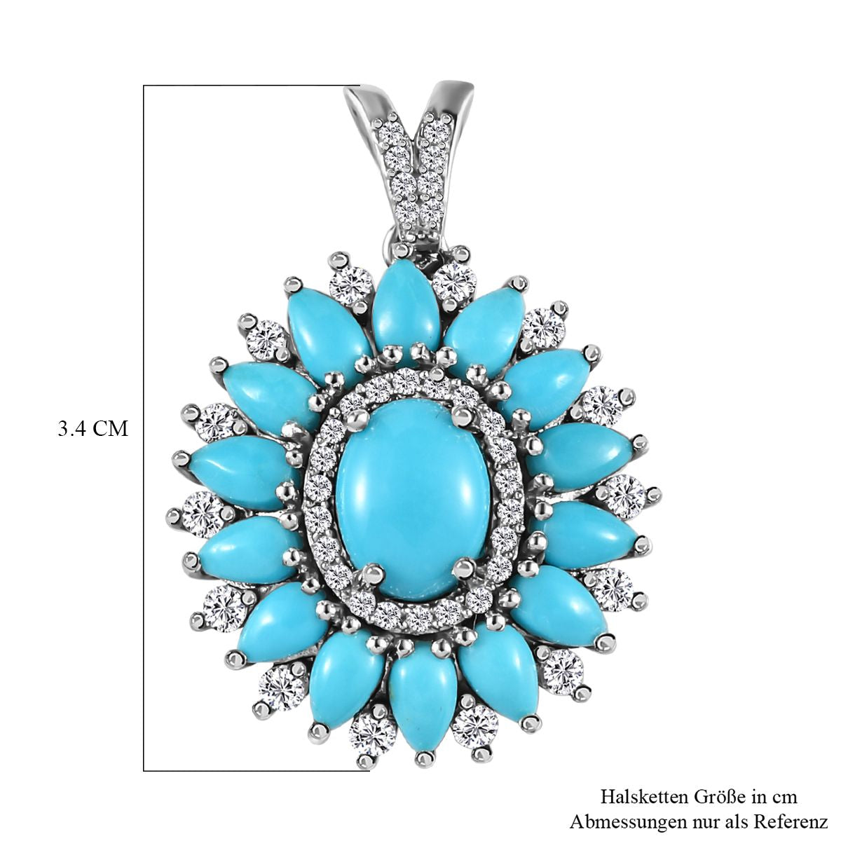 Amerikanische, natürliche Sleeping Beauty Türkis Anhänger, 925 Silber platiniert ca. 5.77 ct