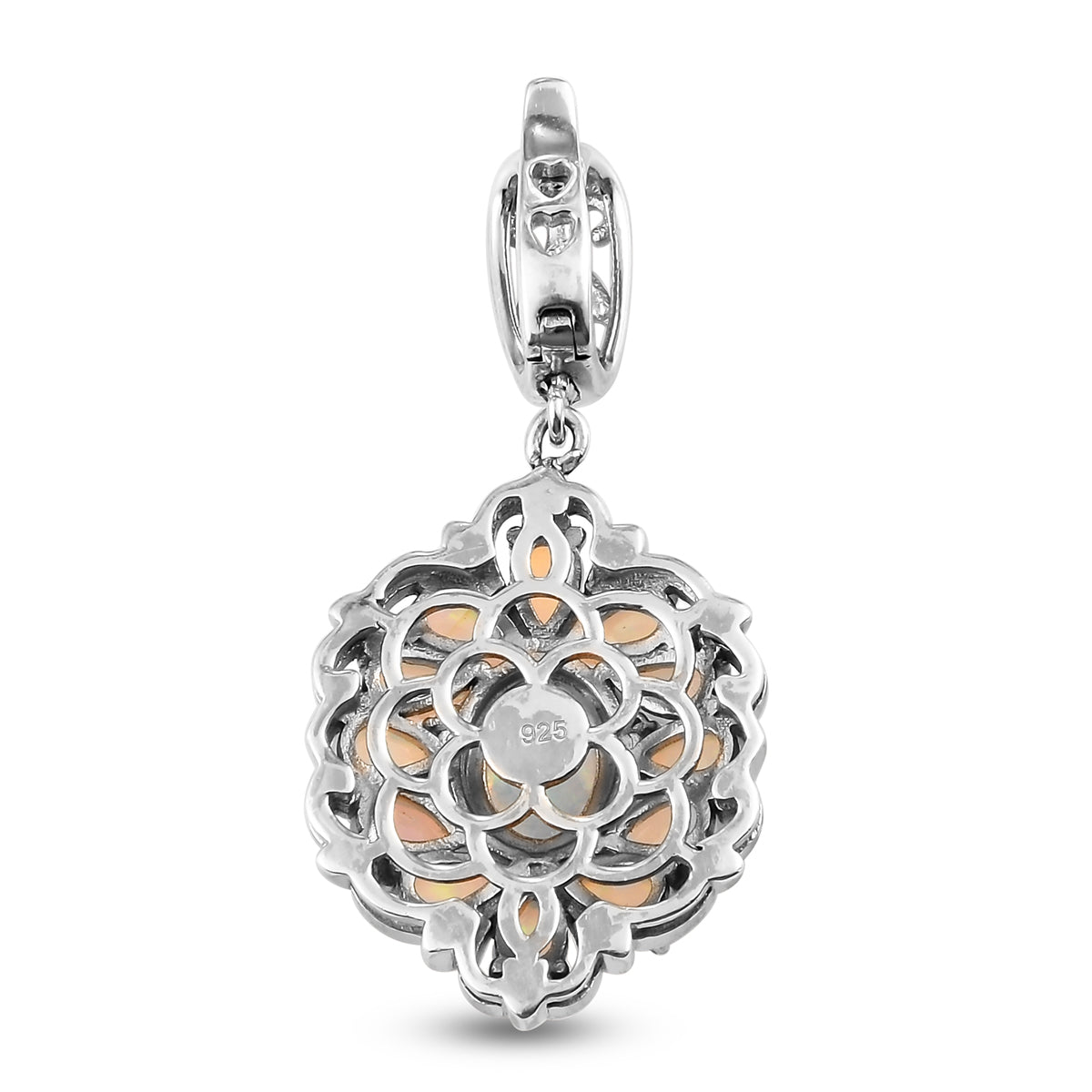 Natürlicher Äthiopischer Opal Anhänger 925 Silber platiniert ca. 2,52 ct