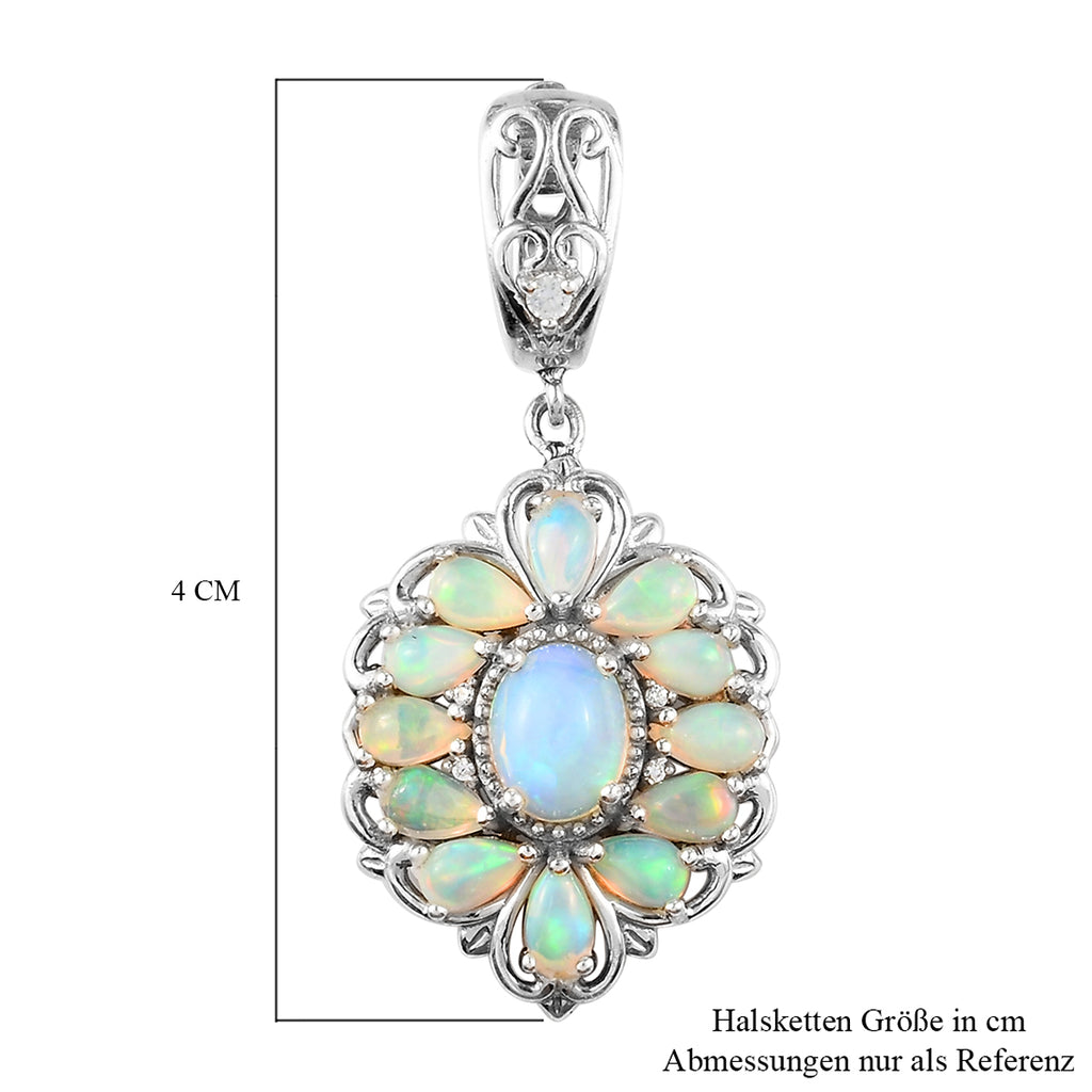 Natürlicher Äthiopischer Opal Anhänger 925 Silber platiniert ca. 2,52 ct