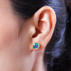Pfau Triplett Quarz-Ohrringe, 925 Silber vergoldet ca. 3,46 ct