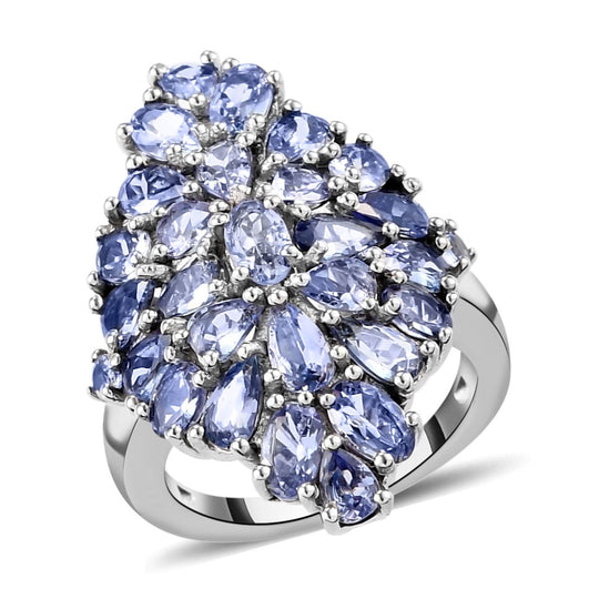 Tansanit-Ring, 925 Silber platiniert (Größe 17.00) ca. 4.79 ct