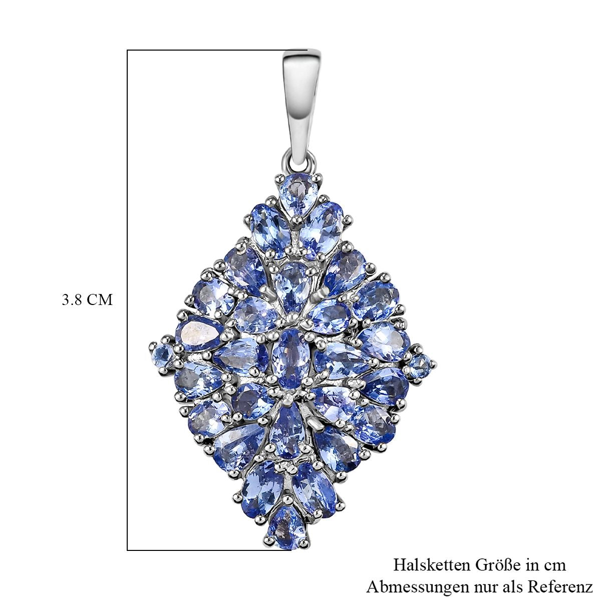 Tansanit-Anhänger, 925 Silber platiniert ca. 4.79 ct