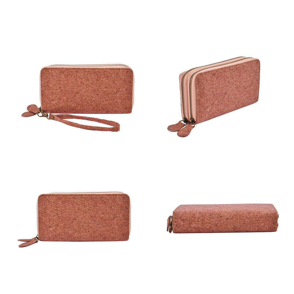Kork-Brieftasche mit RFID Schutz, Größe 19x4x10 cm, Altrosa