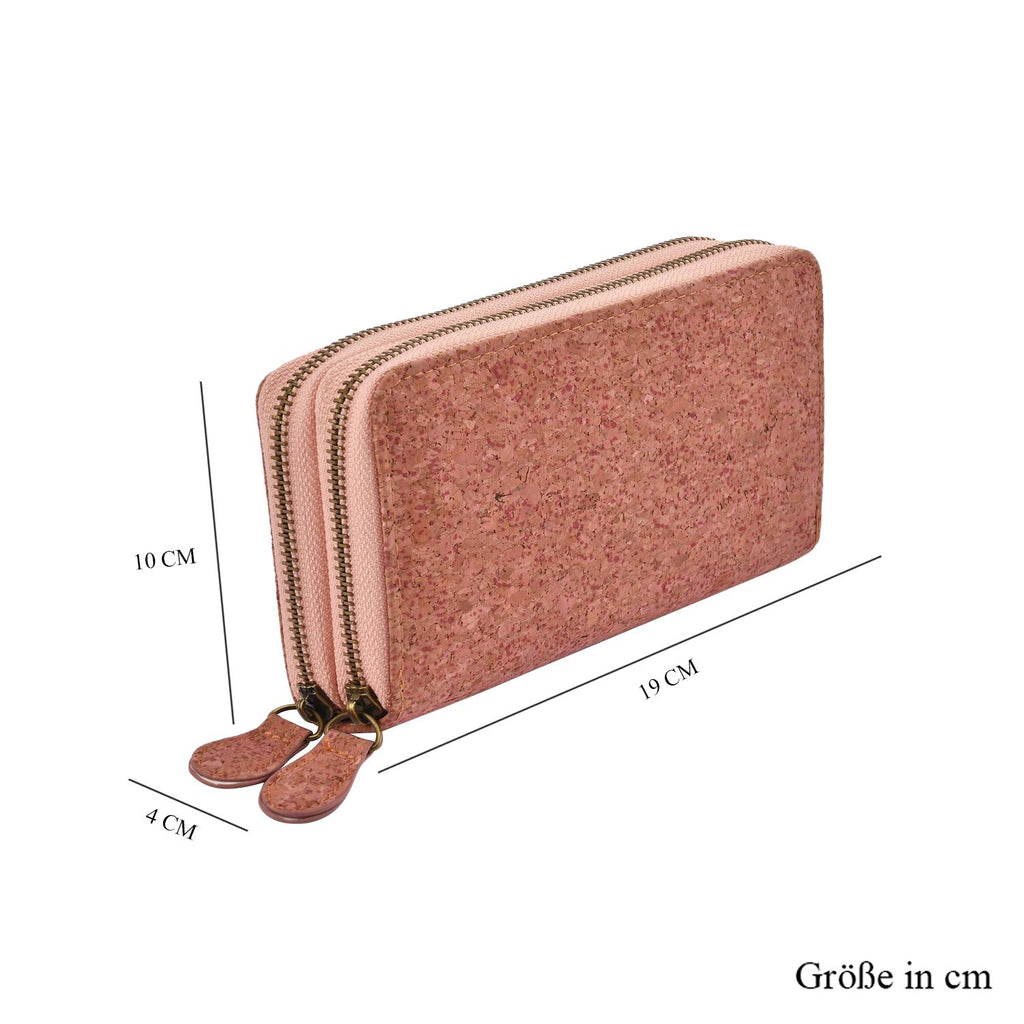 Kork-Brieftasche mit RFID Schutz, Größe 19x4x10 cm, Altrosa