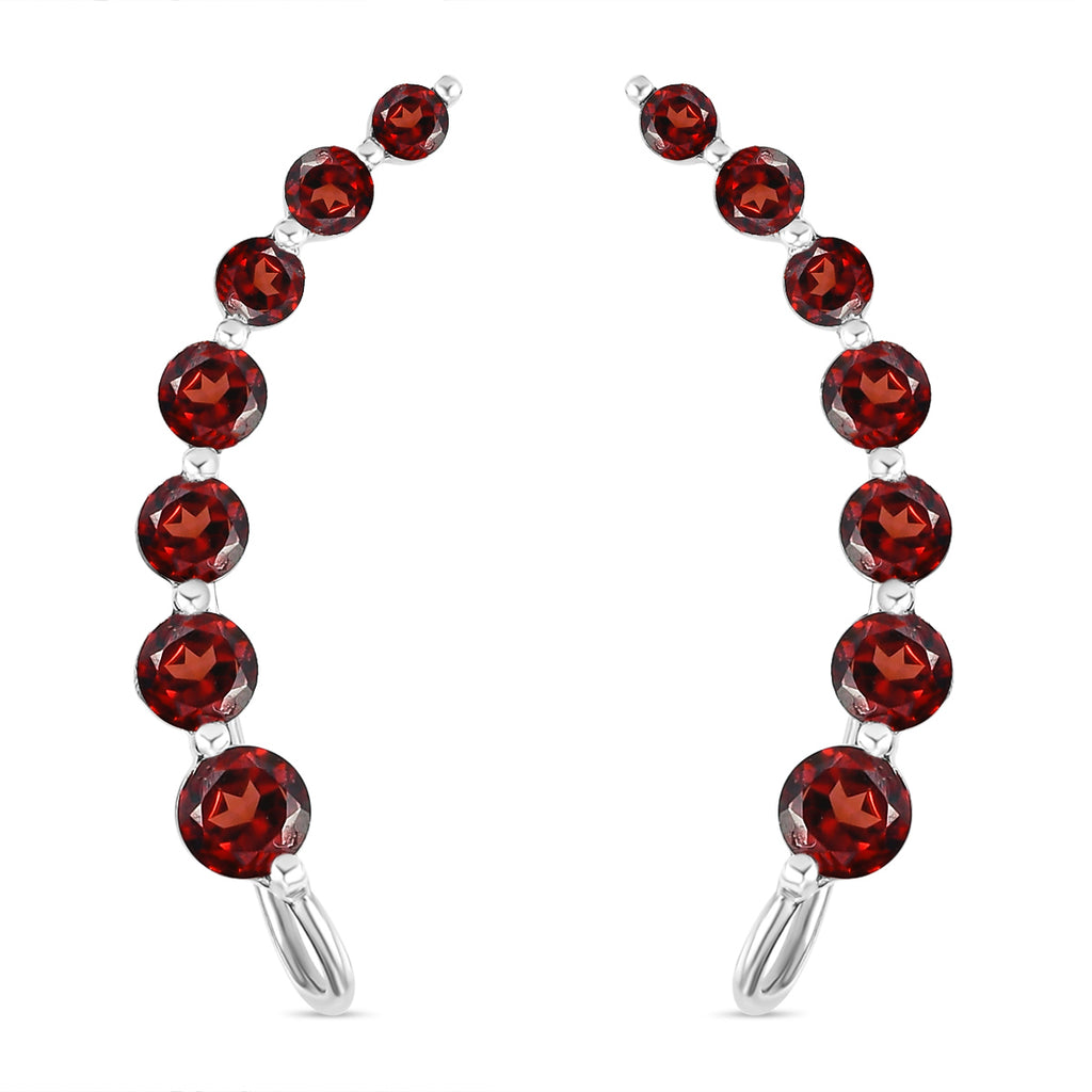 Rote Granat-Ohrringe, 925 Silber platiniert ca. 3.40 ct