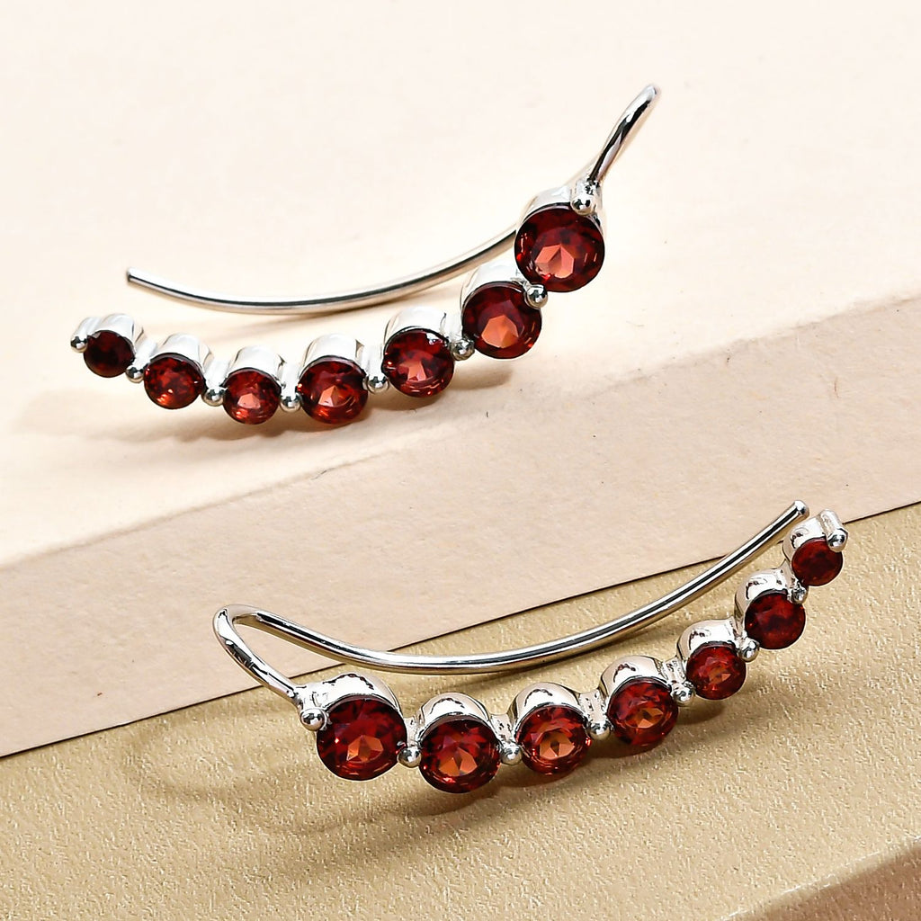 Rote Granat-Ohrringe, 925 Silber platiniert ca. 3.40 ct