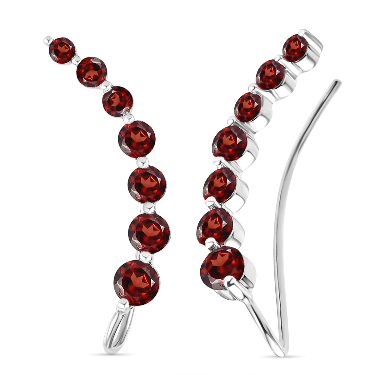 Rote Granat-Ohrringe, 925 Silber platiniert ca. 3.40 ct