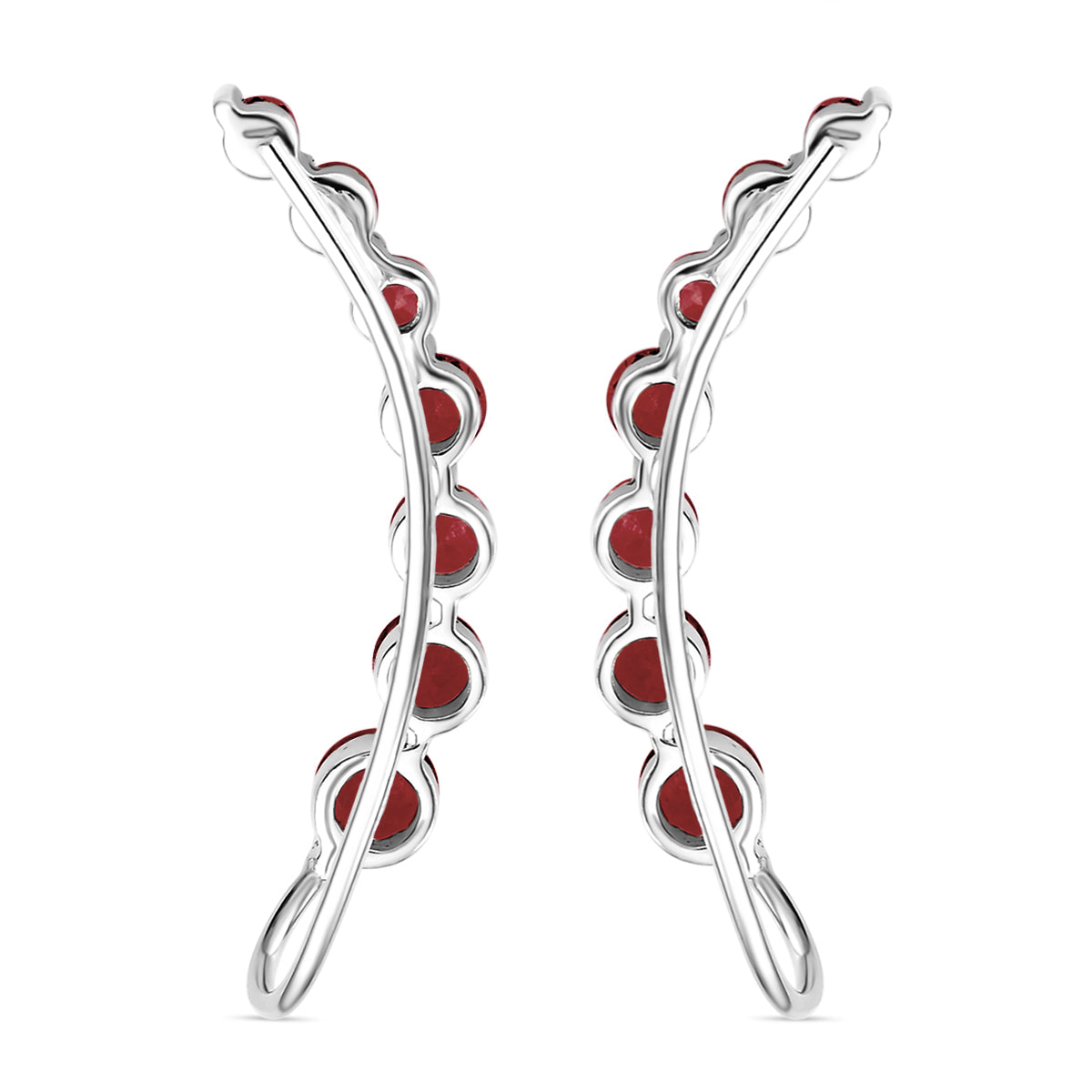 Rote Granat-Ohrringe, 925 Silber platiniert ca. 3.40 ct