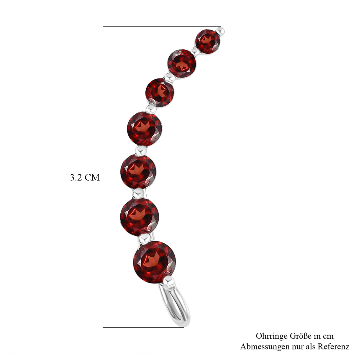 Rote Granat-Ohrringe, 925 Silber platiniert ca. 3.40 ct