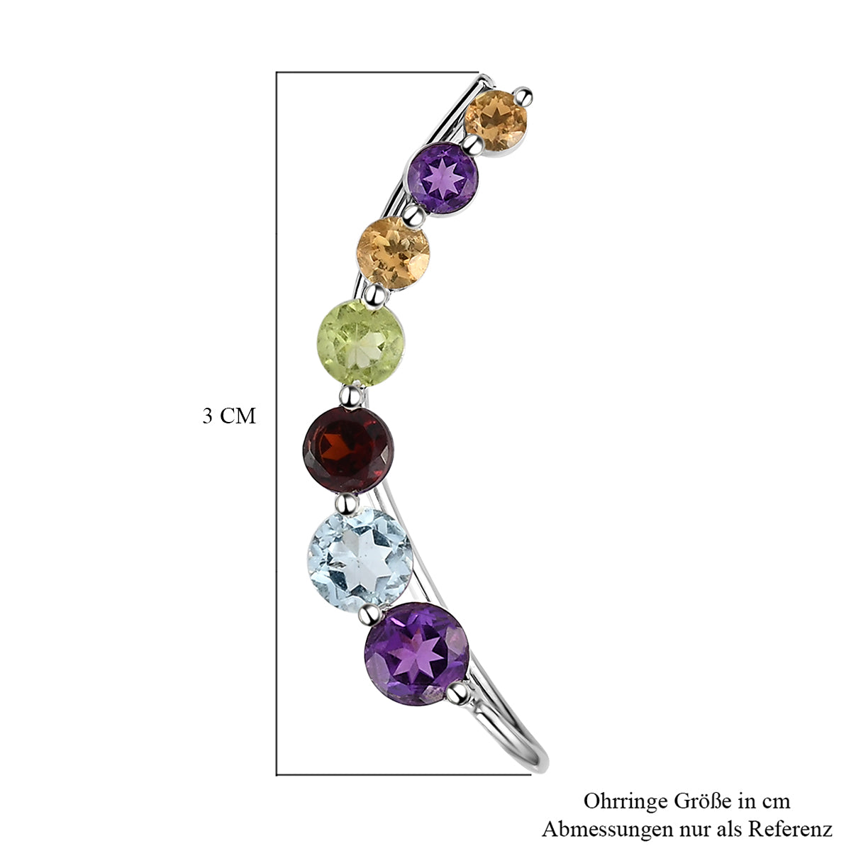 Mehrfarbige Edelstein-Ohrringe, 925 Silber platiniert ca. 2.79 ct