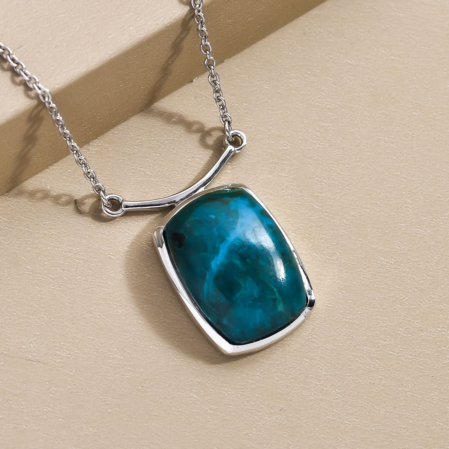 Natürliches Tafelberg Shadowkite Collier, ca. 45 cm, 925 Silber platiniert ca. 13.91 ct