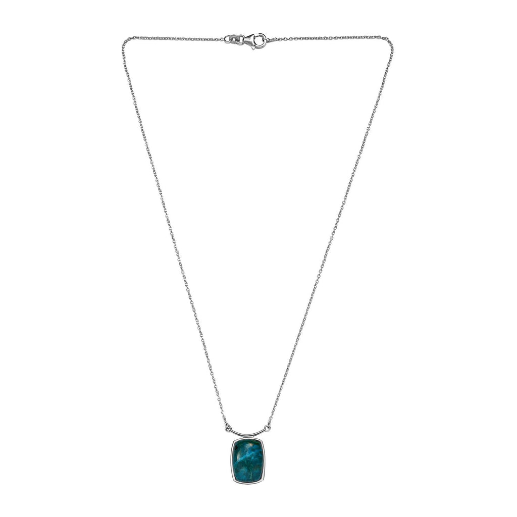 Natürliches Tafelberg Shadowkite Collier, ca. 45 cm, 925 Silber platiniert ca. 13.91 ct