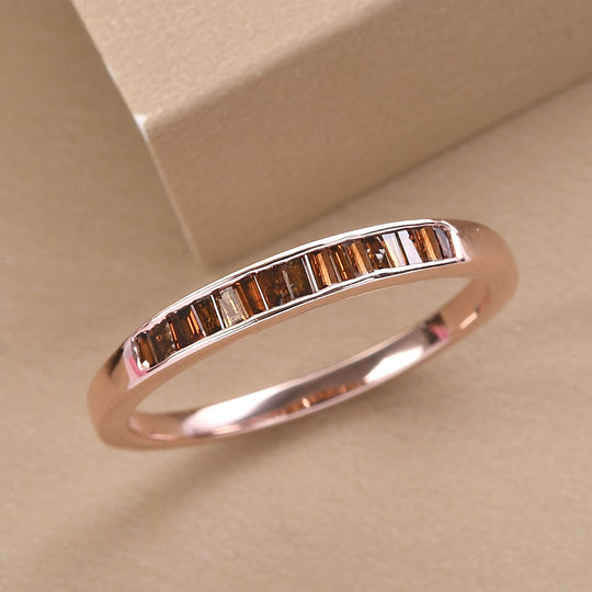 Roter Diamant-Ring, 925 Silber rosévergoldet (Größe 21.00) ca. 0,25 ct