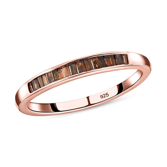 Roter Diamant-Ring, 925 Silber rosévergoldet (Größe 21.00) ca. 0,25 ct