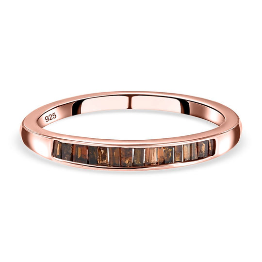 Roter Diamant-Ring, 925 Silber rosévergoldet (Größe 21.00) ca. 0,25 ct