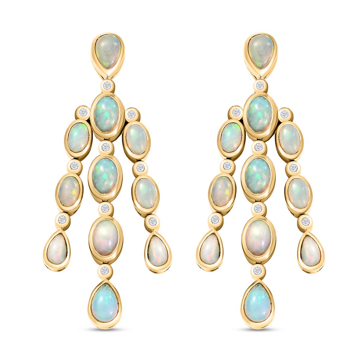 Natürliche, äthiopische Welo Opal Ohrringe, 925 Silber vergoldet ca. 5,19 ct