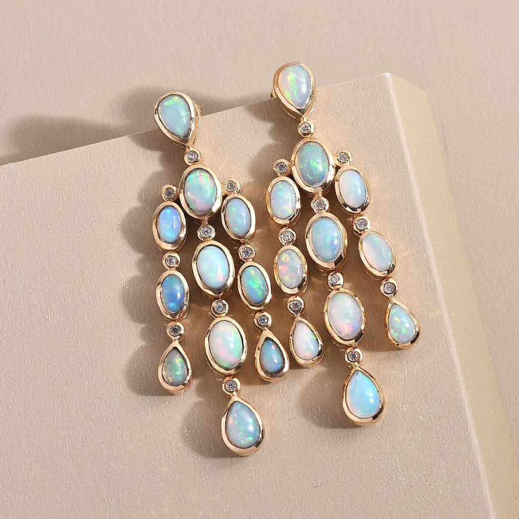 Natürliche, äthiopische Welo Opal Ohrringe, 925 Silber vergoldet ca. 5,19 ct