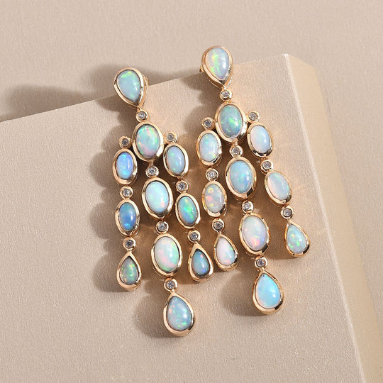 Natürliche, äthiopische Welo Opal Ohrringe, 925 Silber vergoldet ca. 5,19 ct