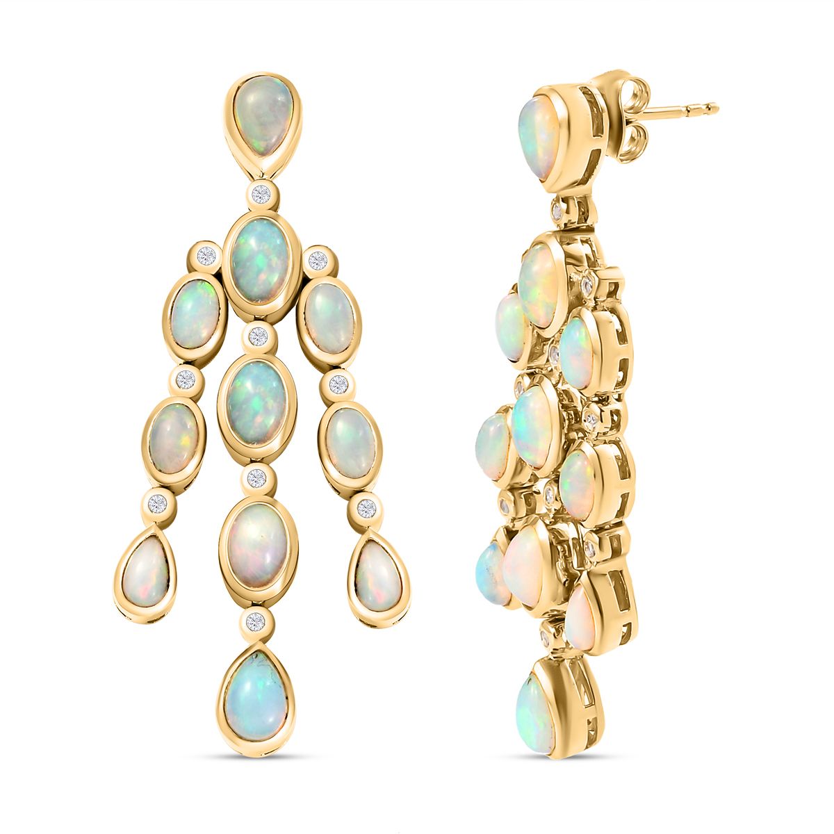 Natürliche, äthiopische Welo Opal Ohrringe, 925 Silber vergoldet ca. 5,19 ct