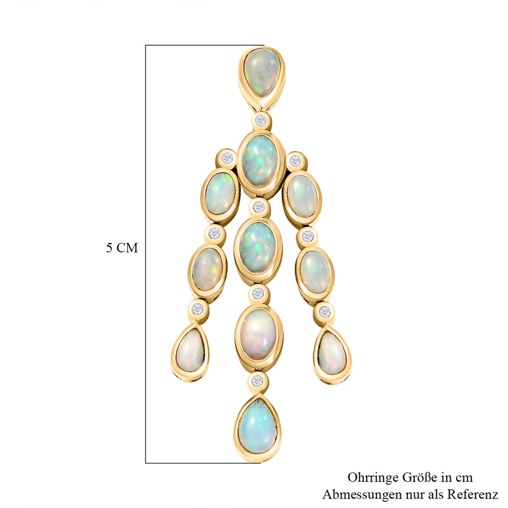 Natürliche, äthiopische Welo Opal Ohrringe, 925 Silber vergoldet ca. 5,19 ct