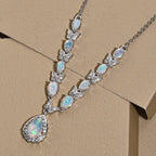 AA Natürliche, äthiopische Welo Opal Halskette, ca. 45 cm, 925 Silber platiniert ca. 2.60 ct