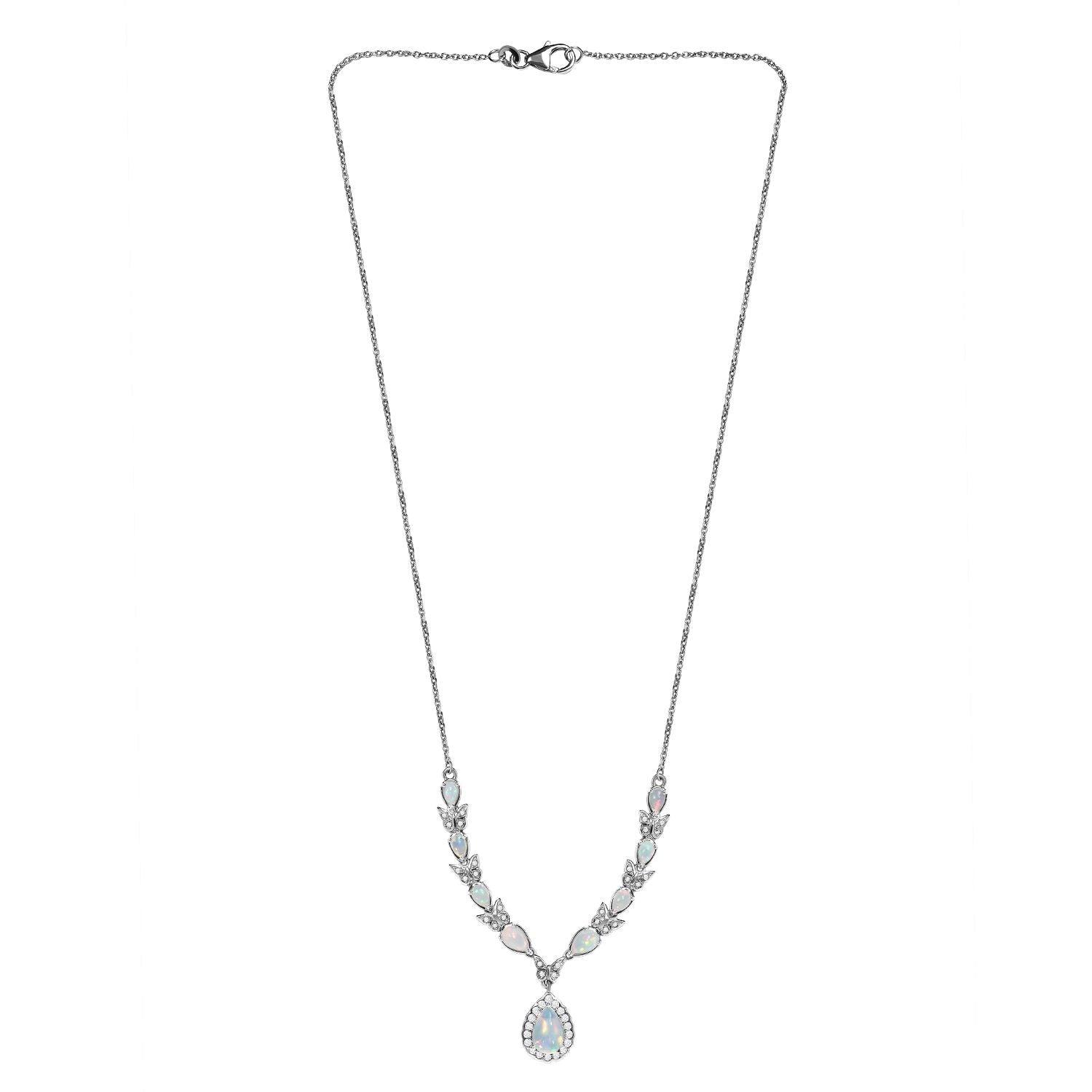AA Natürliche, äthiopische Welo Opal Halskette, ca. 45 cm, 925 Silber platiniert ca. 2.60 ct
